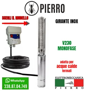 POMPA SOMMERSA IN ACCIAIO INOX PER POZZI TERMALI E CALDA CON MOTORE TESLA V230