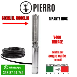 POMPA SOMMERSA IN ACCIAIO INOX PER POZZI TERMALI E CALDA CON MOTORE TESLA V400