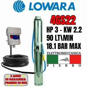 POMPA SOMMERSA POZZI LOWARA 4GS22M 4GS22 HP3 90LT/MIN 18.1 BAR V230 V400