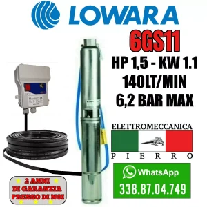 POMPA SOMMERSA POZZI LOWARA 6GS11M 6GS11 HP1.5 140LT/MIN 6.1 BAR V230 V400