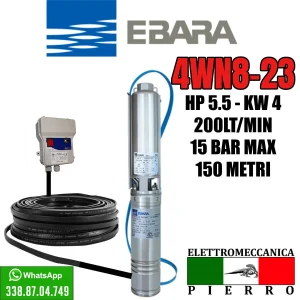 CORPO / POMPA SOMMERSA PER POZZI EBARA 4WN8-23 HP5.5 200 LITRI MINUTO 15 BAR MAX