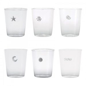 BICCHIERE VETRO SYMBOLS TUMBLER 6 PZ. ASSORTITI BIANCO ZAFFERANO