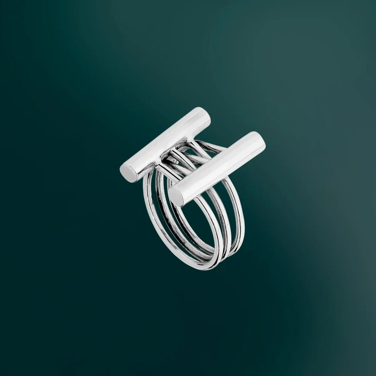 Anello in argento Molla | Gioiello di design - immagine 3