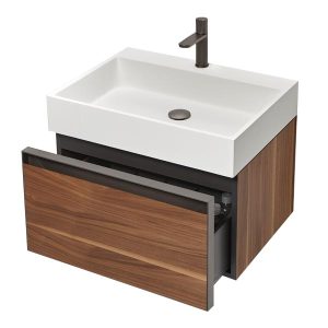 ANTONIO LUPI – ATELIER Mobile Monoblocco Sospeso 54 cm in Noce Canaletto con cassetto e piano lavabo GESTOMOOD