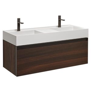 ANTONIO LUPI – ATELIER Mobile Monoblocco Sospeso Doppio Lavabo 108 cm finitura Rovere Thermo con cassetto e lavabo GRAFFIOMOOD
