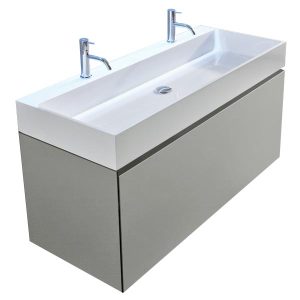 ANTONIO LUPI – GESTO Mobile Monoblocco Sospeso 126 cm laccato color Cemento con cassetto e piano lavabo GESTOMOOD