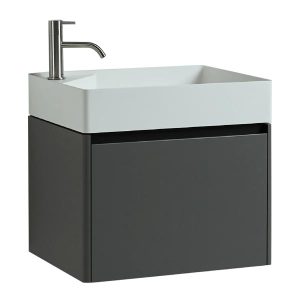 ANTONIO LUPI – SIMPLO MOBILE MONOBLOCCO SOSPESO 42 CM CON PIANO LAVABO FLUMOOD FINITURA LACCATA GOFFRATA GRIGIA