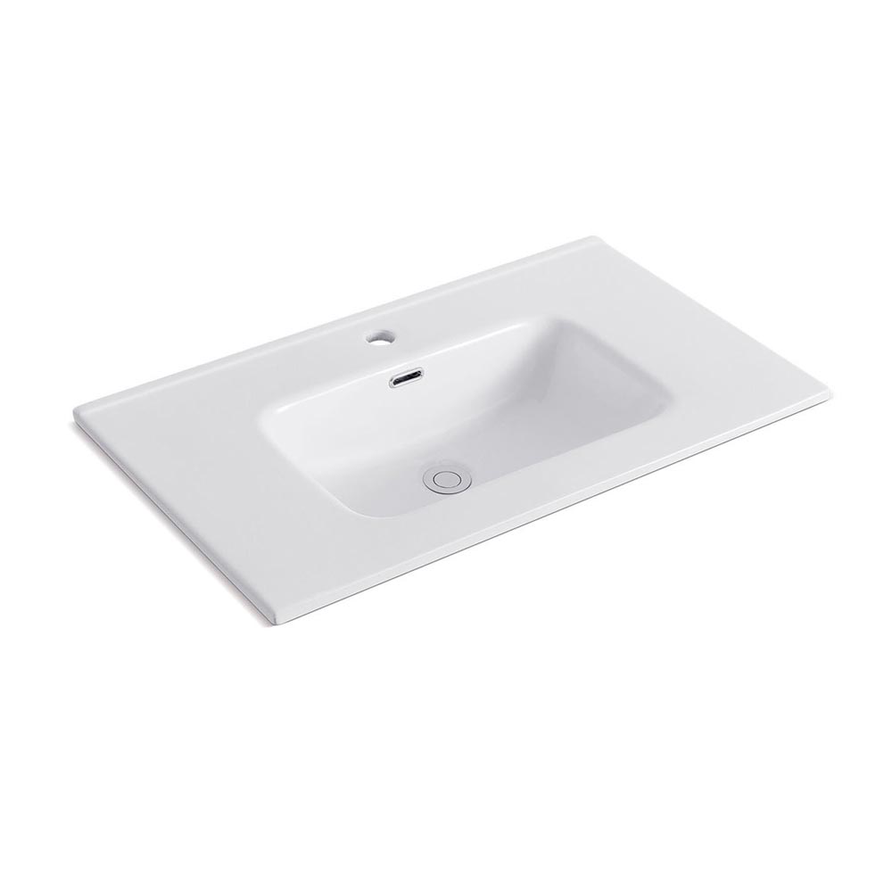Mobile Bagno Sospeso 80 cm Eterna con Lavabo in ceramica e 2 Cassetti effetto plissettato colore Mattone - immagine 5