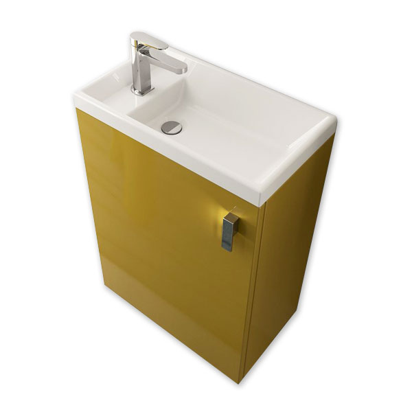 INDA – LILLIPUT MOBILE LAVAMANI SOSPESO CON PIANO LAVABO MINERAL INTEGRATO ATTACCO LATERALE FINITURA - immagine 2