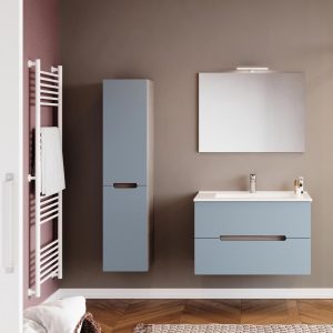 Mobile Bagno Sospeso con Lavabo in Ceramica, Cassetti e Specchio STREAM cm.80 vari colori